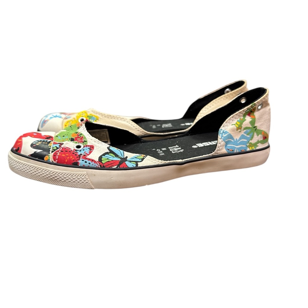 Converse Women's Butterfly Canvas Slip-On Flats in Beige - Picture 2 of 6